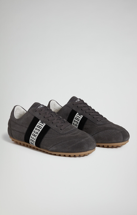Men's Soccer suede leather sneakers, DARK GREY, hi-res-1