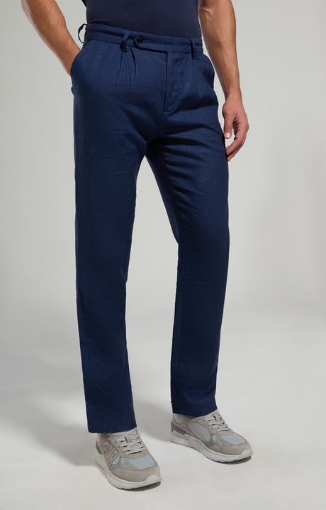 Pantaloni uomo in canvas, DRESS BLUES, hi-res-1
