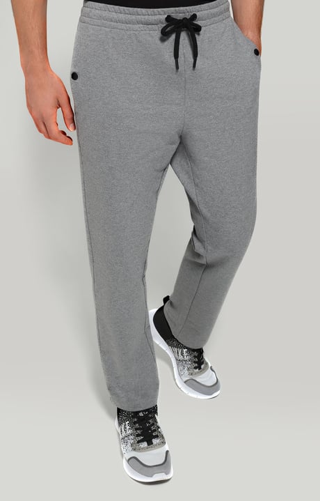Men's track pants with rubber patch, DARK GREY MELANGE Men's track pants with rubber patch, DARK GREY MELANGE, hi-res-1