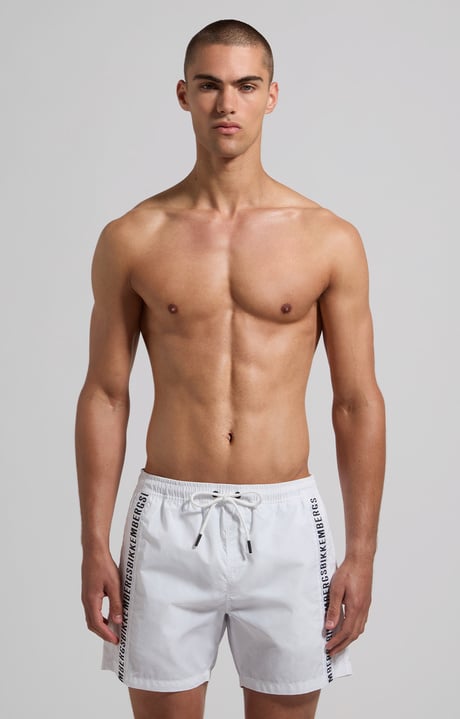 Men's swim shorts - tape insert, WHITE Men's swim shorts - tape insert, WHITE, hi-res-1