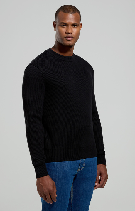 Textured men’s sweater, BLACK, hi-res-1