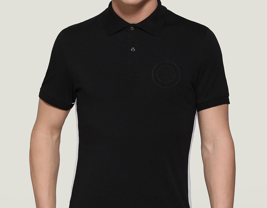 Men's polo shirt with embroidered logo, BLACK Men's polo shirt with embroidered logo, BLACK, hi-res-1