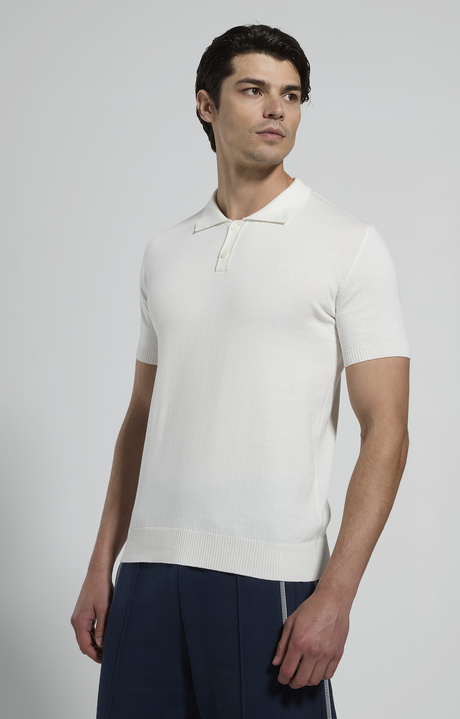 Men's knit polo shirt, MARSHMALLOW, hi-res-1