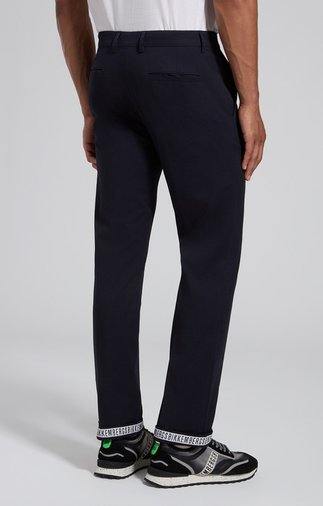 Men's blue cotton pants with embroidered logo, BLACK IRIS, hi-res-1