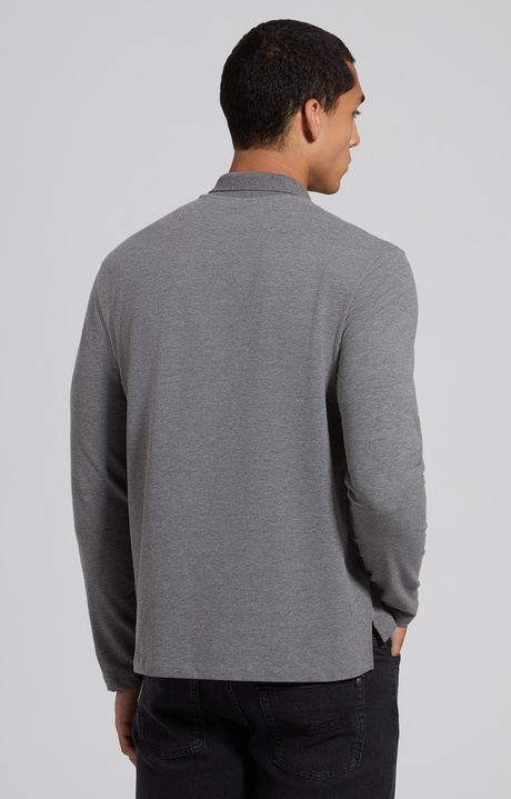 Men's grey m&eacute;lange cotton polo shirt with logo patch, GREY MELANGE MID/LIGH, hi-res-1