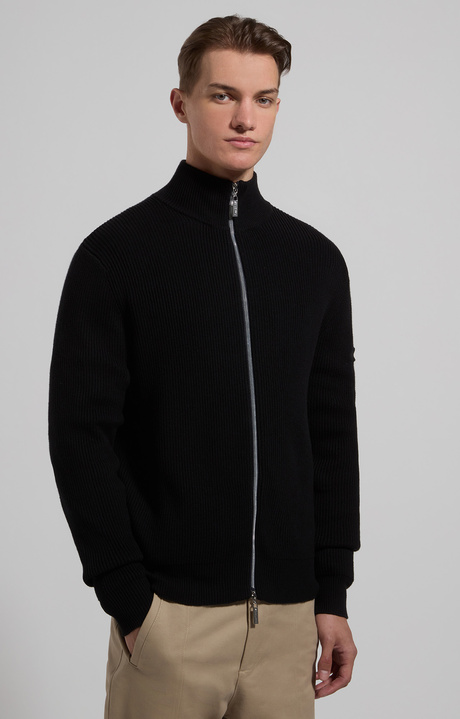 Men’s sweater with zip fastening, BLACK, hi-res-1