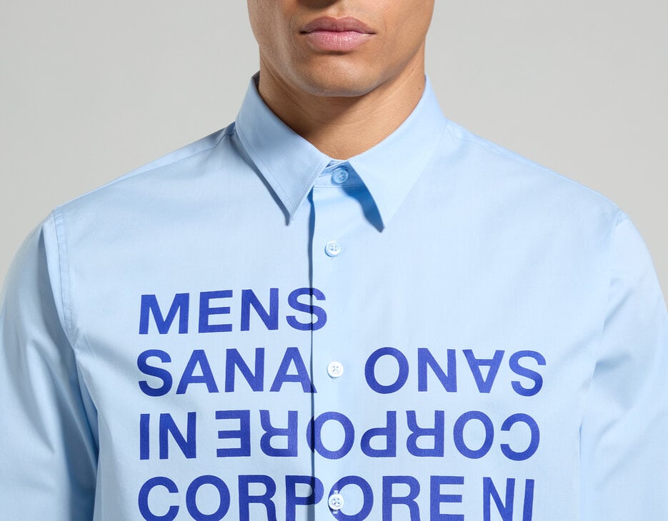 Men's shirt with motivational print, SILVER LAKE BLUE Men's shirt with motivational print, SILVER LAKE BLUE, hi-res-1