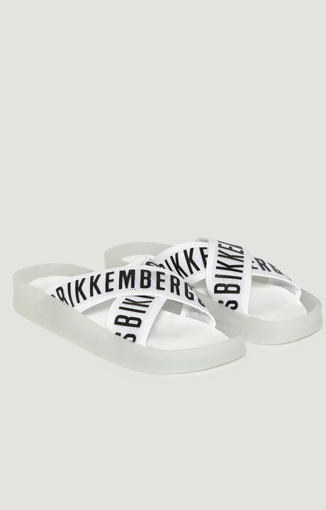 bikkembergs White Women's sandals with criss-cross bands