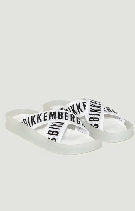 Women's sandals with criss-cross bands, WHITE Women's sandals with criss-cross bands, WHITE, hi-res-1