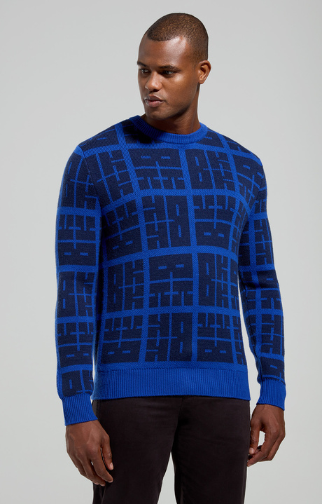 Men’s sweater with all-over logo, BLACK IRIS, hi-res-1