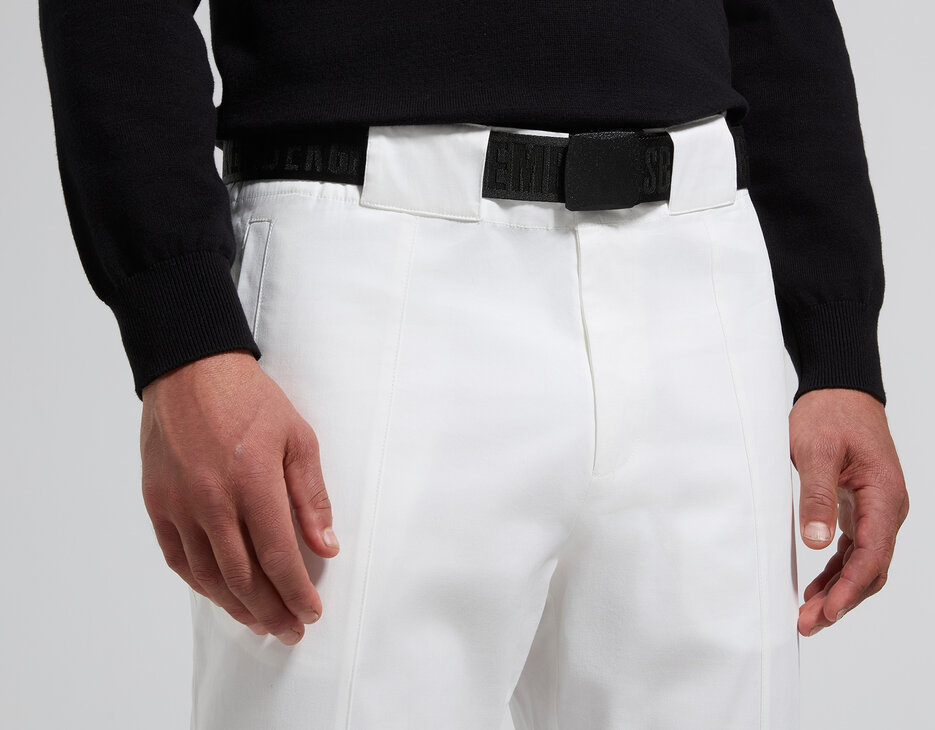 Men's pants with integrated belt, MARSHMALLOW, hi-res-1