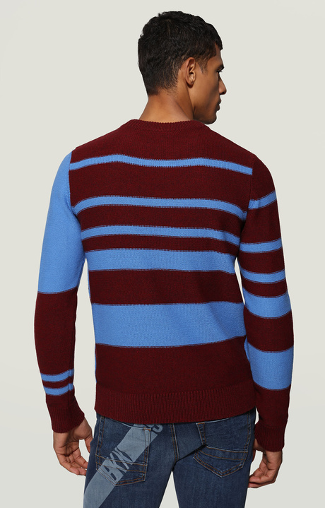 Jacquard men's sweater, MERLOT/CAMPANULA, hi-res-1