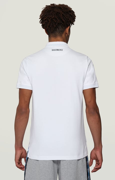 Men's polo shirt with asymmetric hem, OPTICAL WHITE Men's polo shirt with asymmetric hem, OPTICAL WHITE, hi-res-1