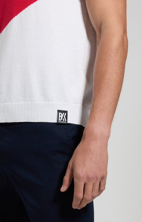 Colour block men's knit top, WHITE/POMPEIAN RED/NAVY, hi-res-1