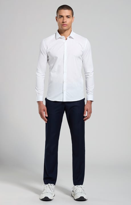 Men's pants in fresco wool, BLACK IRIS, hi-res-1