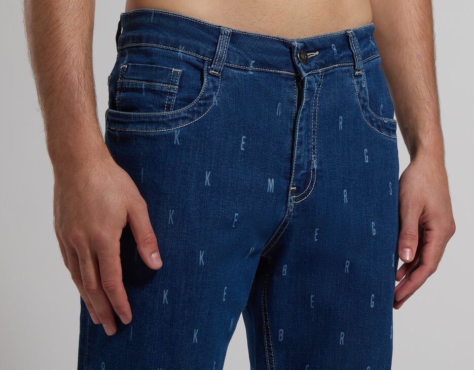 Men's laser-logo jeans, L5 BLUE DENIM Men's laser-logo jeans, L5 BLUE DENIM, hi-res-1