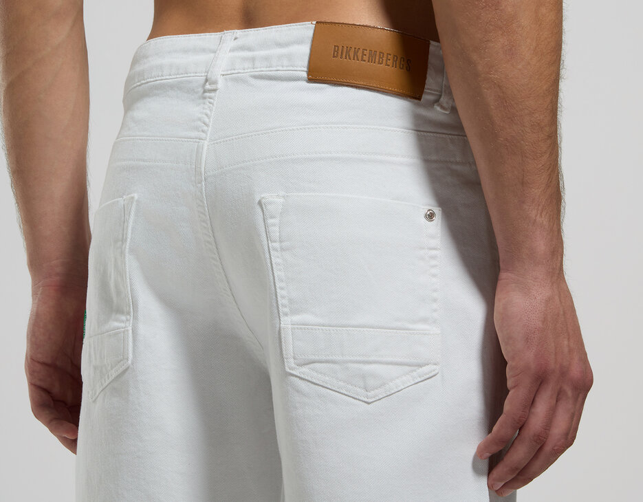 Men's denim shorts, WHITE Men's denim shorts, WHITE, hi-res-1