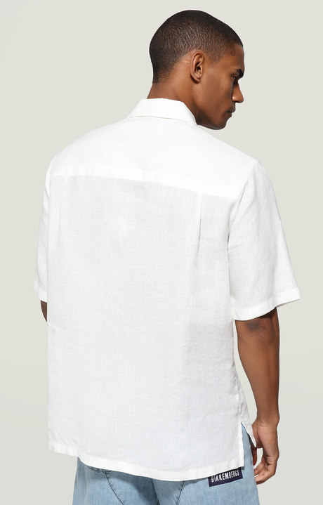 Men's short sleeve embroidered shirt, WHITE, hi-res-1