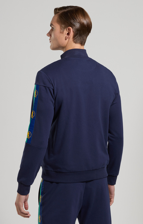 Men's sweatshirt with striped details, BLACK IRIS, hi-res-1