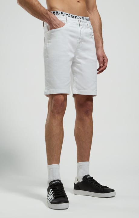 Men's denim shorts, WHITE Men's denim shorts, WHITE, hi-res-1