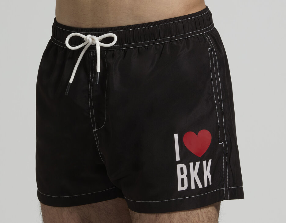 Men&rsquo;s printed swim shorts, BLACK, hi-res-1