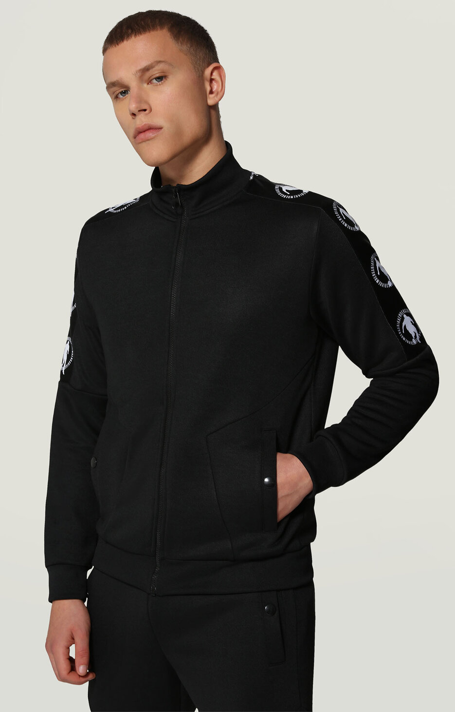 Technical sweatshirt with side bands, BLACK Technical sweatshirt with side bands, BLACK, hi-res-1