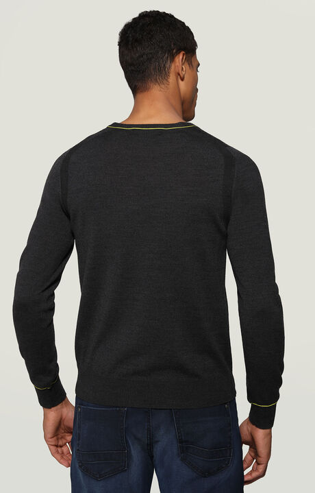 Men's sweater blended wool, DARK GREY MELANGE, hi-res-1