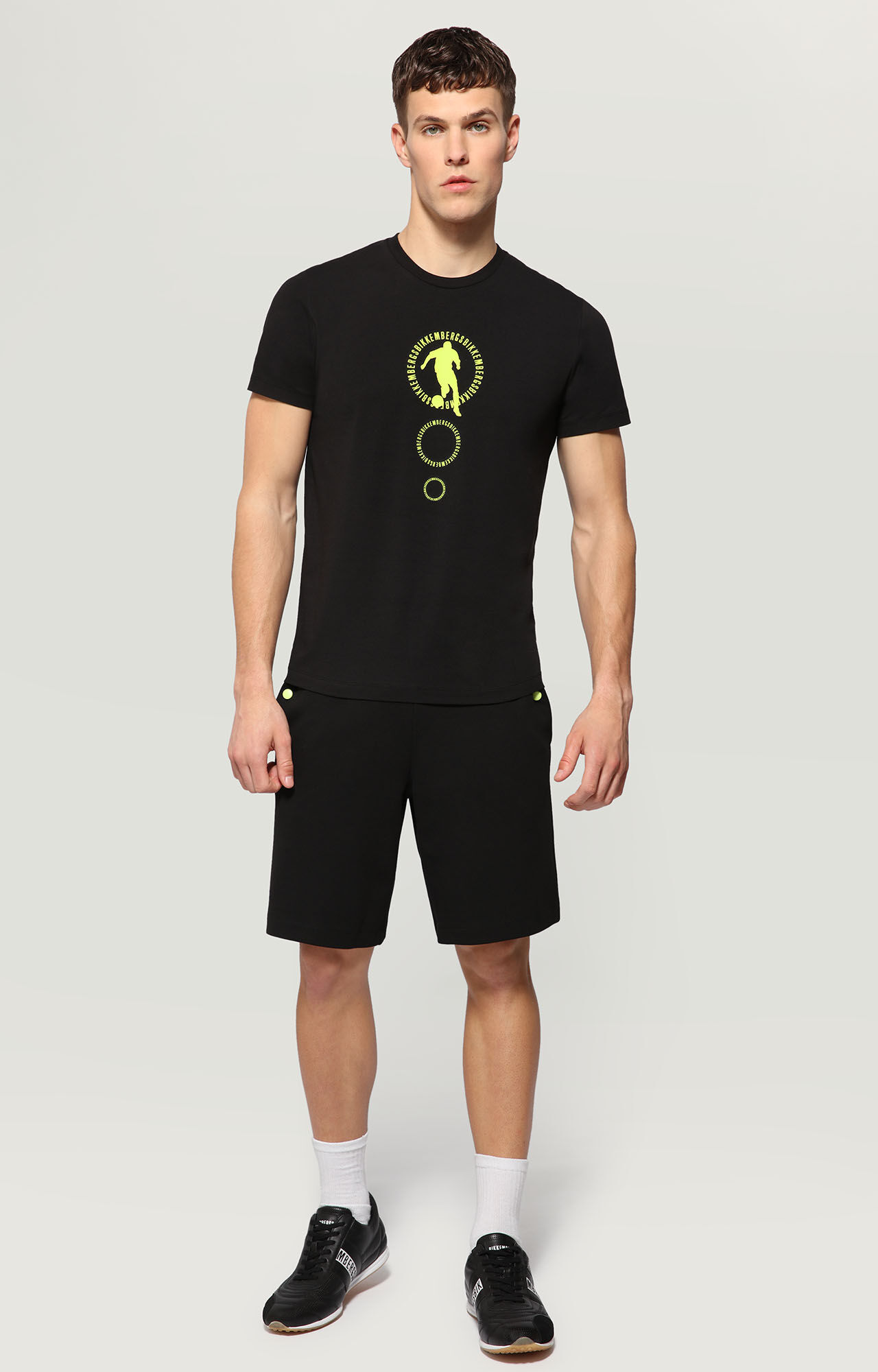 Men's Black T-shirt with rubberized print | Bikkembergs