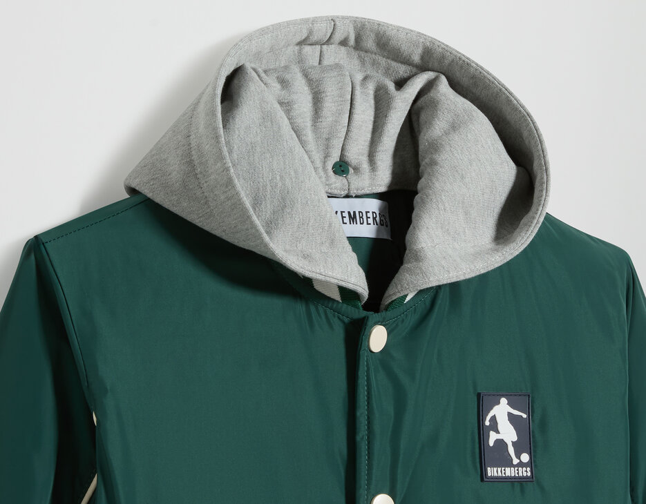 Giacca bambino college con cappuccio, HUNTER GREEN, hi-res-1