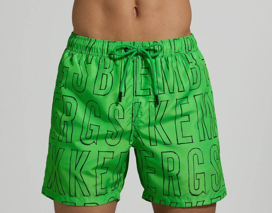 Men's pencil print boardshorts, GREEN FLUO Men's pencil print boardshorts, GREEN FLUO, hi-res-1