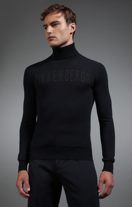 Men's navy turtleneck sweater, NAVY, hi-res-1