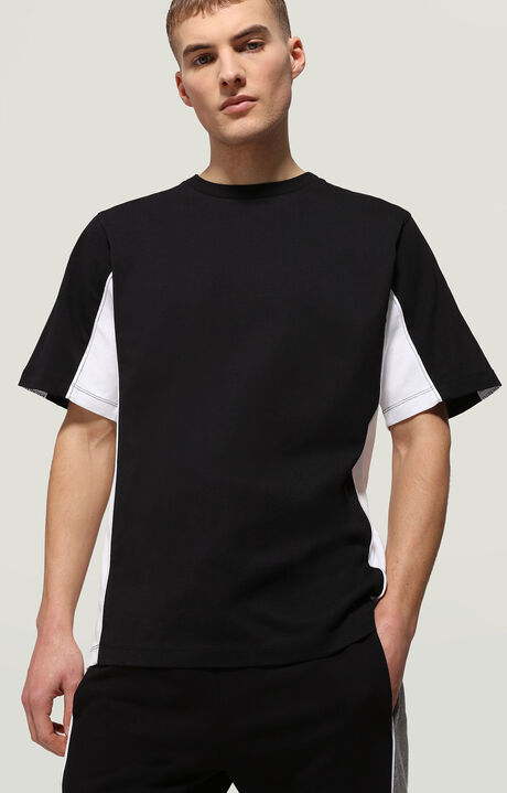 Men's T-shirt - color block, BLACK/WHITE, hi-res-1