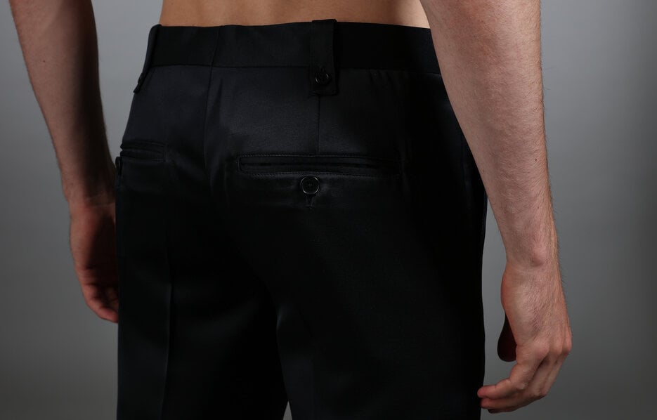 Men's navy satin trousers, NAVY Men's navy satin trousers, NAVY, hi-res-1