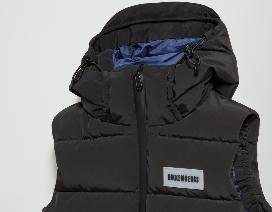 Sleeveless junior's puffer vest, BLACK, hi-res-1