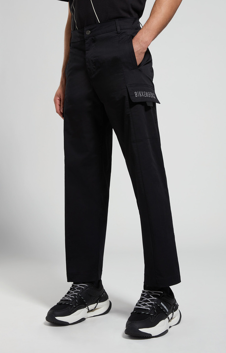 Wide leg men's pants, BLACK, hi-res-1