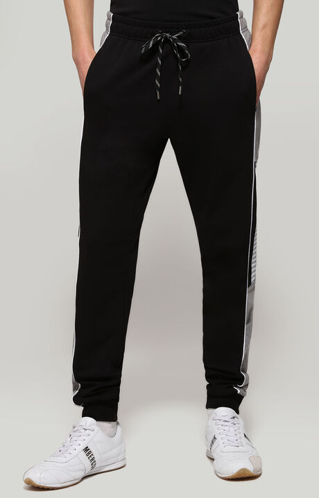 Men's color block sweatpants , BLACK/WHITE, hi-res-1