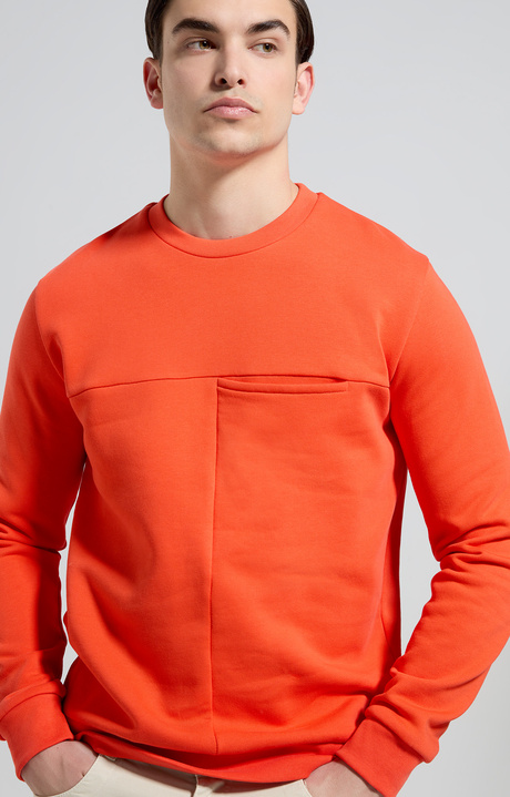 Men's sweatshirt with print in back, MANDARIN RED, hi-res-1