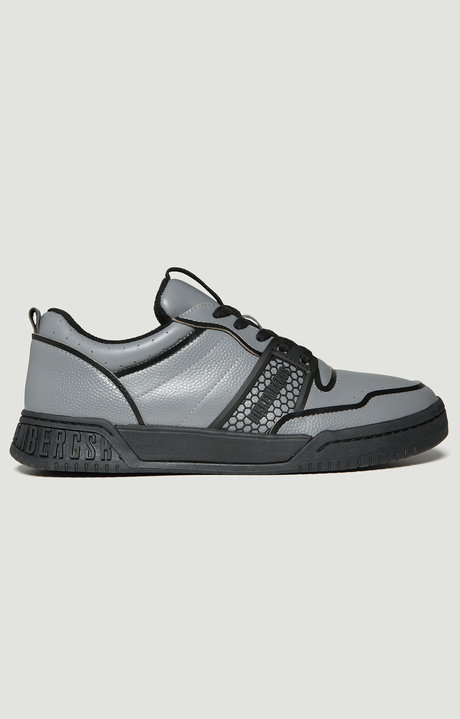 Scoby men's leather basketball sneakers, STEEL GREY/BLACK, hi-res-1