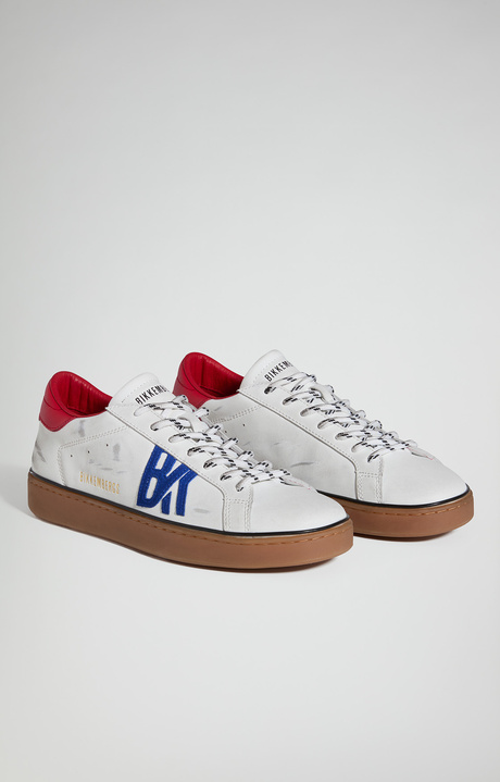 Men's Recoba M distressed leather sneakers, WHITE, hi-res-1