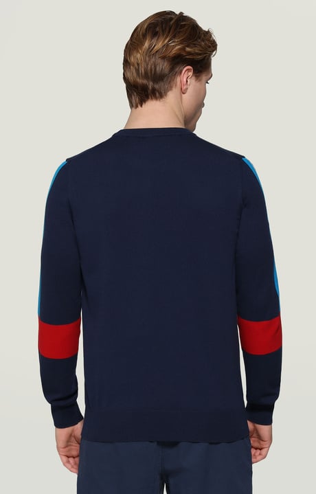 Men's knitwear with intarsia logo, BLUE Men's knitwear with intarsia logo, BLUE, hi-res-1