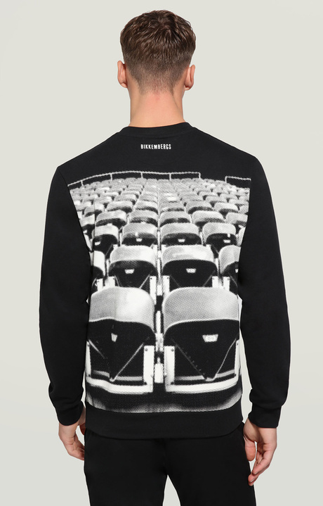 Men's sweatshirt front/back print, BLACK, hi-res-1