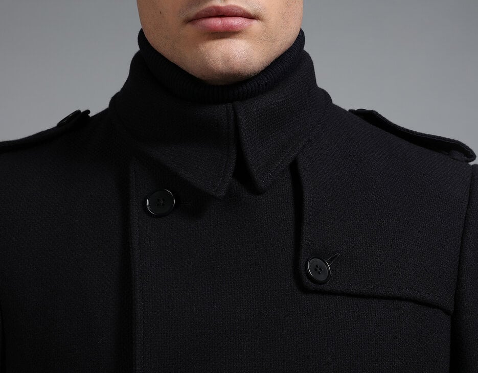 Men's navy double breasted coat, NAVY Men's navy double breasted coat, NAVY, hi-res-1