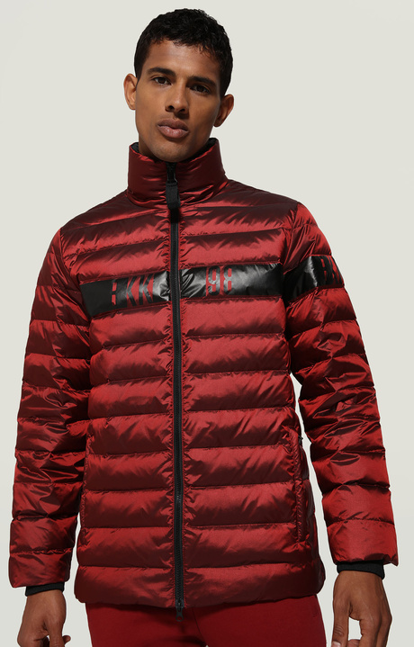 Men's puffer jacket quilted with logo, RED, hi-res-1
