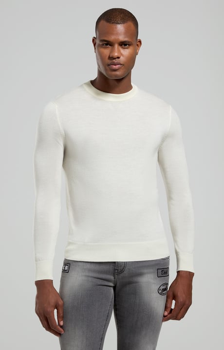 Men’s sweater with tonal logo, WHITE Men’s sweater with tonal logo, WHITE, hi-res-1