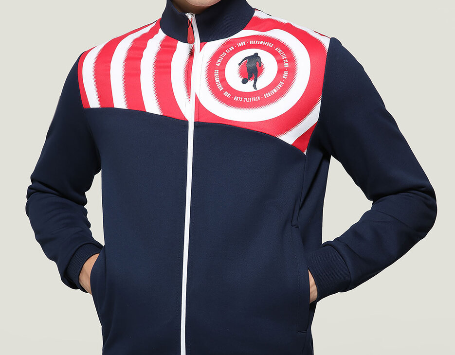 Men's fleece sweatshirt with patch, NAVY BLUE/WHITE/CARDINAL Men's fleece sweatshirt with patch, NAVY BLUE/WHITE/CARDINAL, hi-res-1