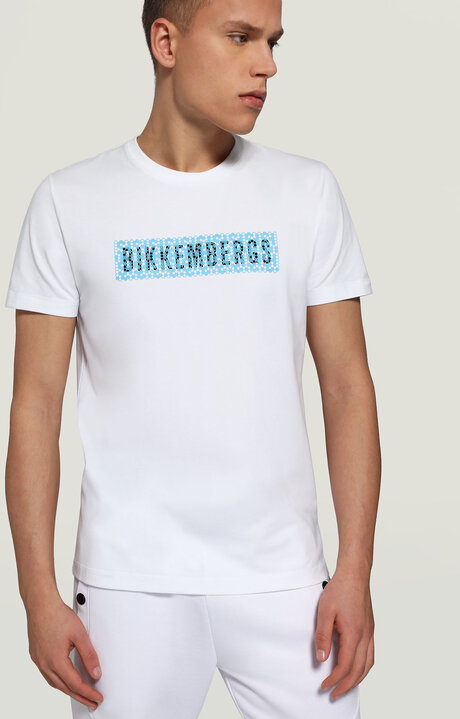 bikkembergs Men's White T-shirt with logo print