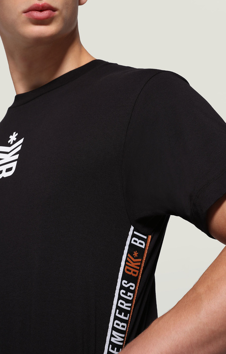 Men's print T-shirt with tape, BLACK, hi-res-1