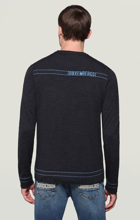 Men's sweater virgin wool, DARK GREY MELANGE, hi-res-1