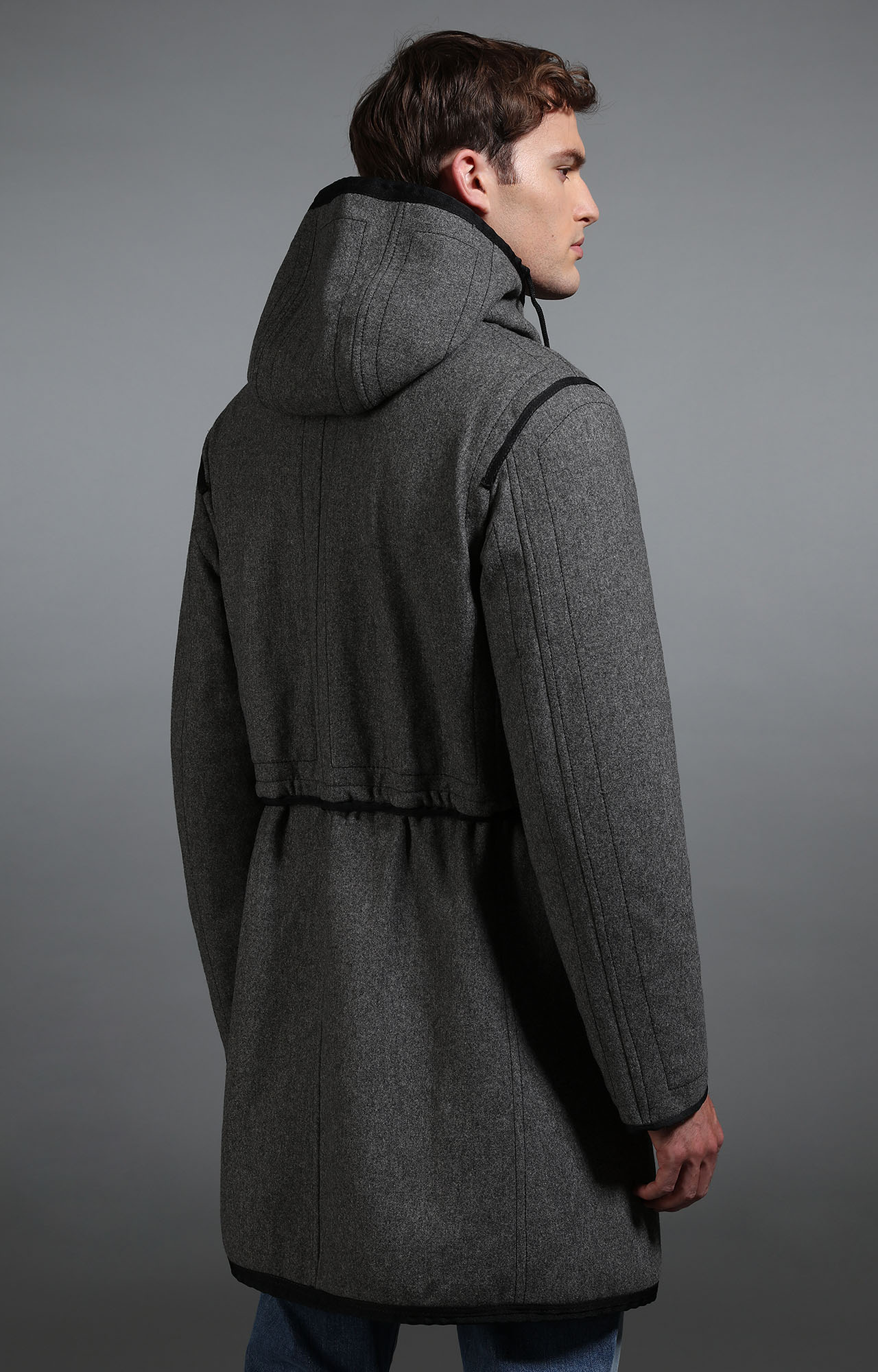 Grey Men's grey wool coat with black details Bikkembergs