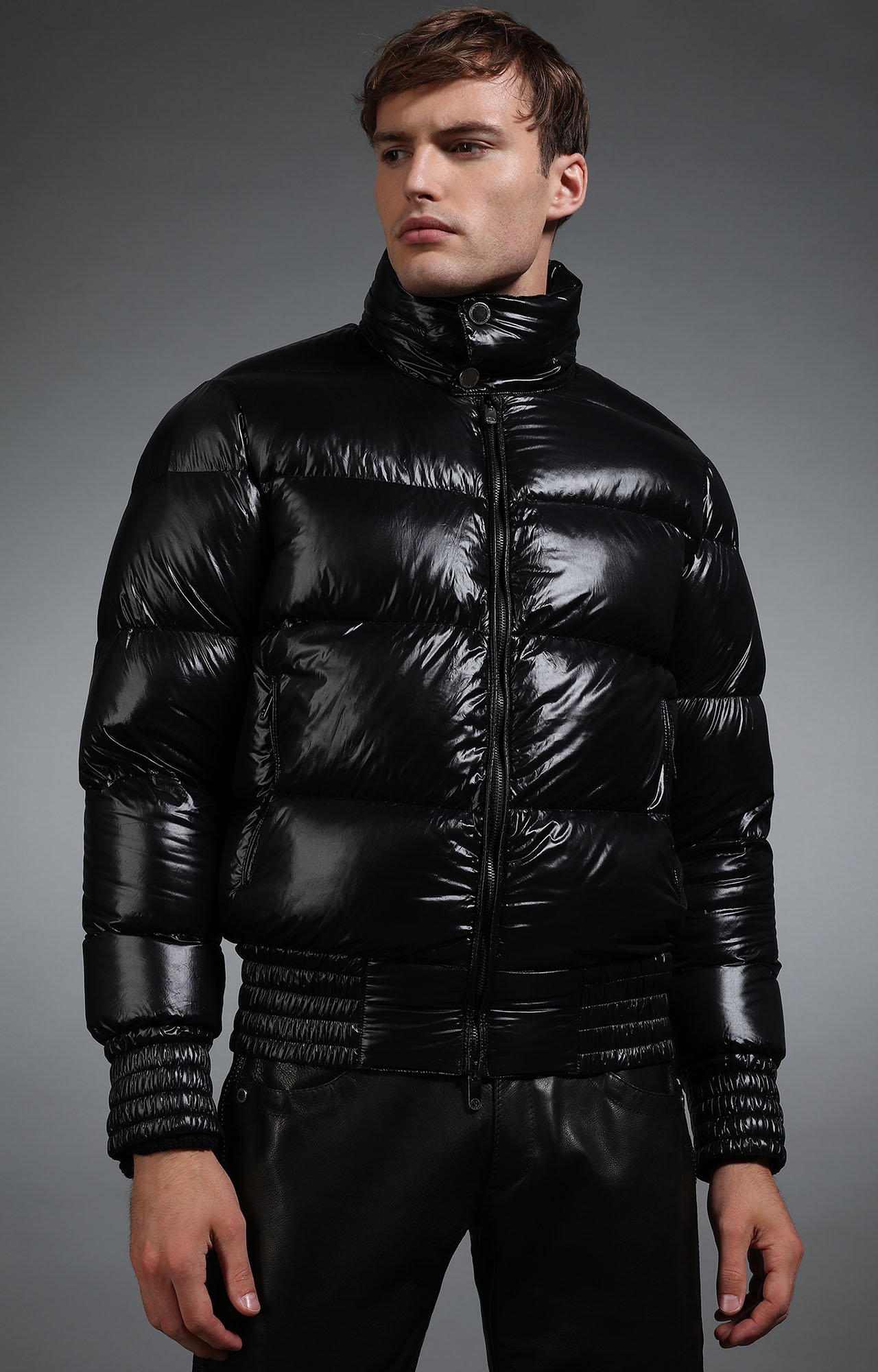 Black Men's shiny black down jacket | Bikkembergs